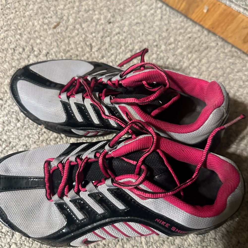 Nike Women's Gray and Pink Athletic Sneakers with Black Accents